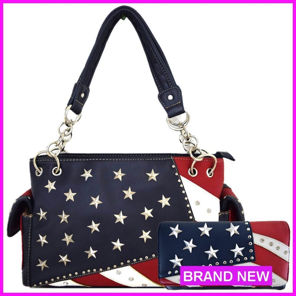 Vegan Leather Shoulder Bag Set Classic Western Crossbody with Wallet